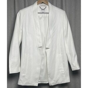 AYR White Linen Blazer Women's Size 6 Open Front Minimalist Jacket Made Portugal